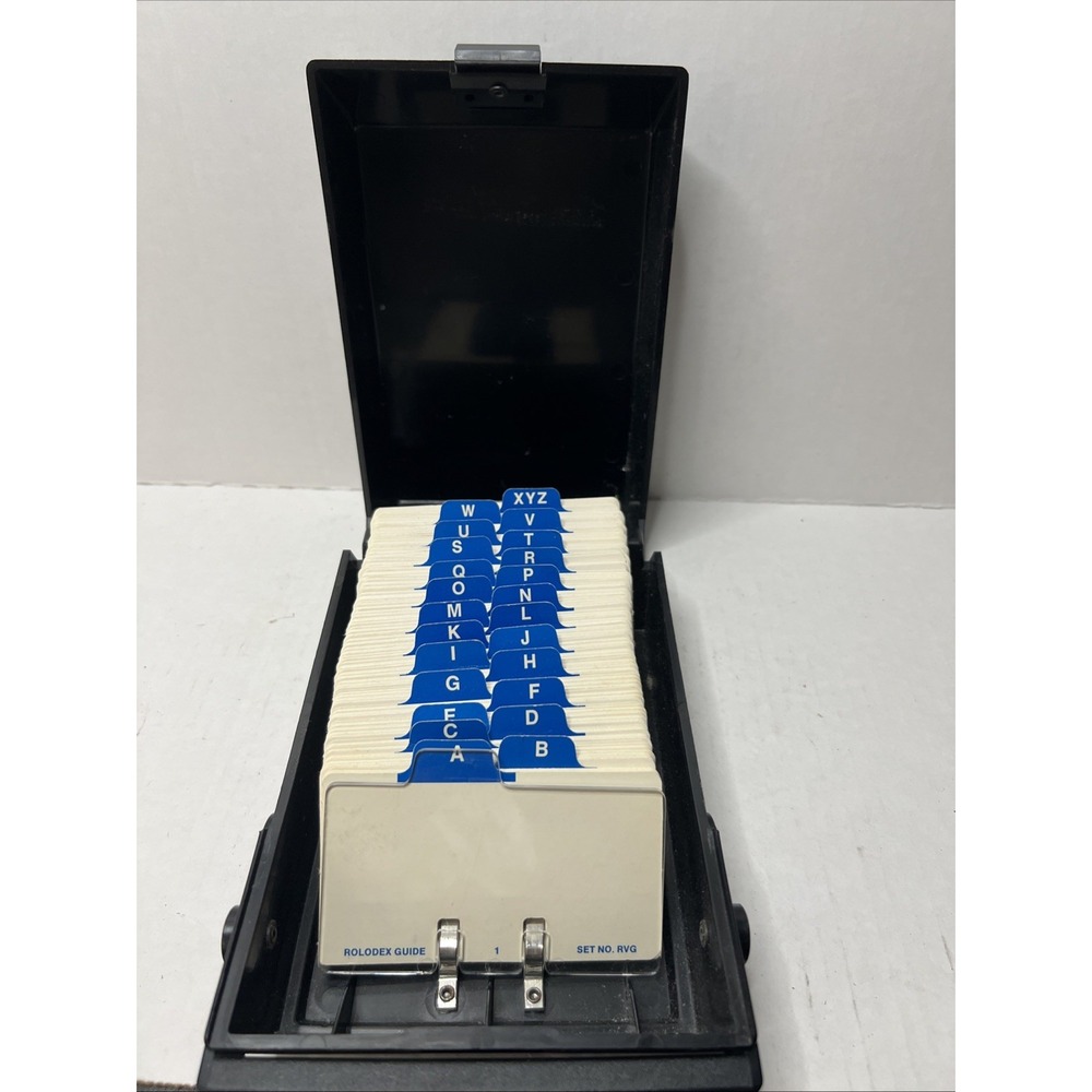 Vintage Rolodex RC-24 Business Card File Black with Alphabetical Index